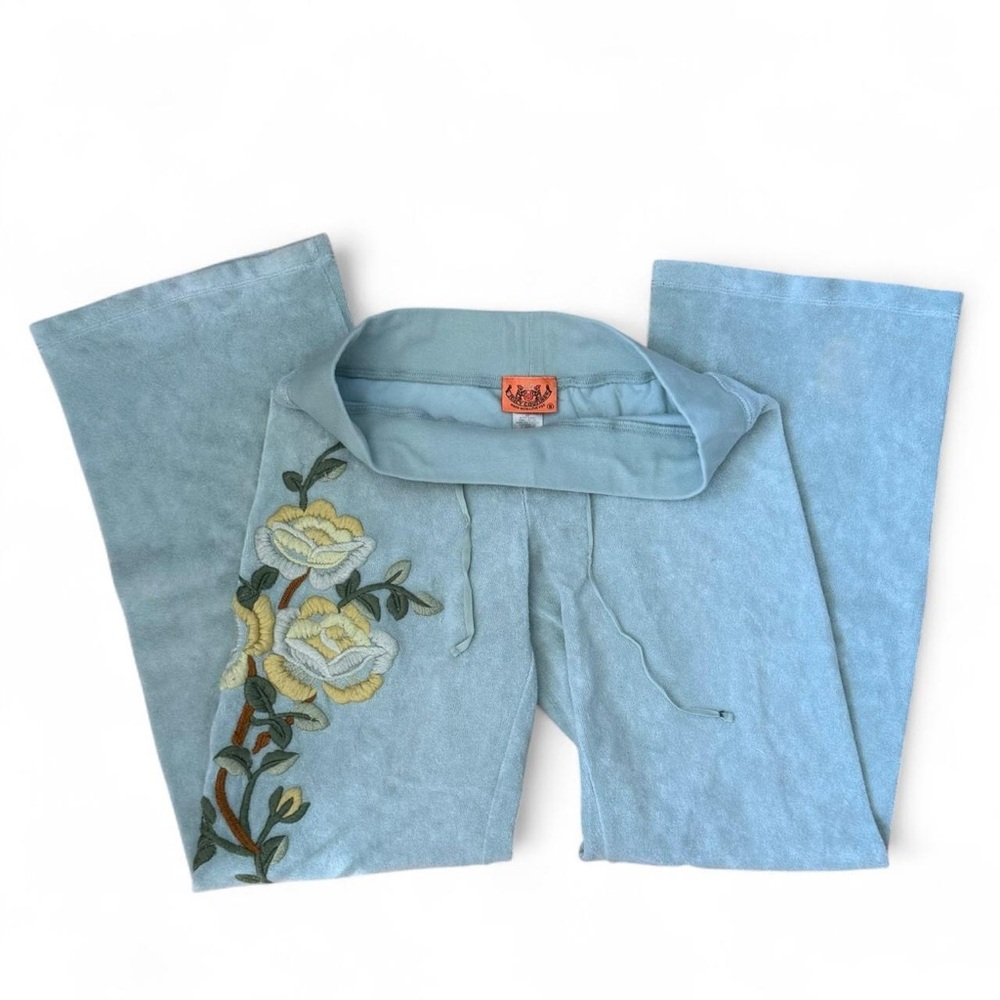 Vintage Juicy Couture Velour Tracksuit Embroidered Floral Motif Sage Green - Picture 5 of 8